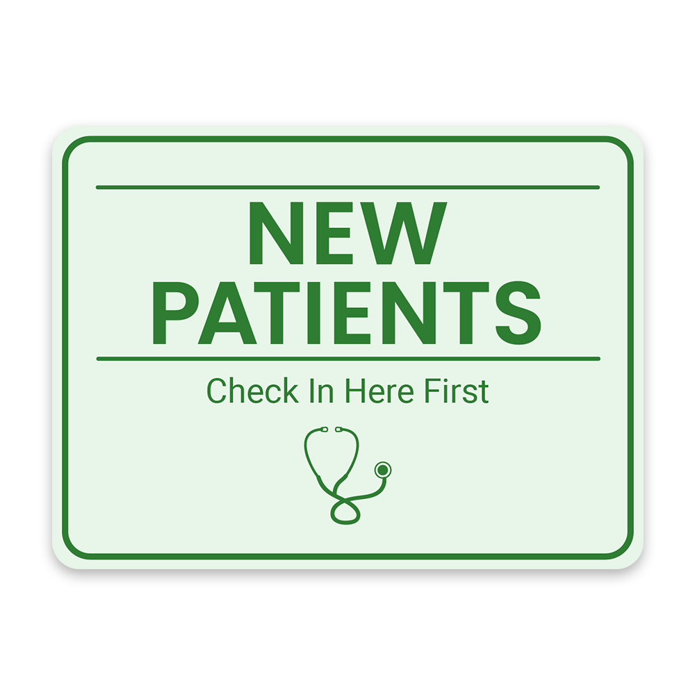 Classic Framed Plus New Patients – Check In Here First Door or Wall Sign