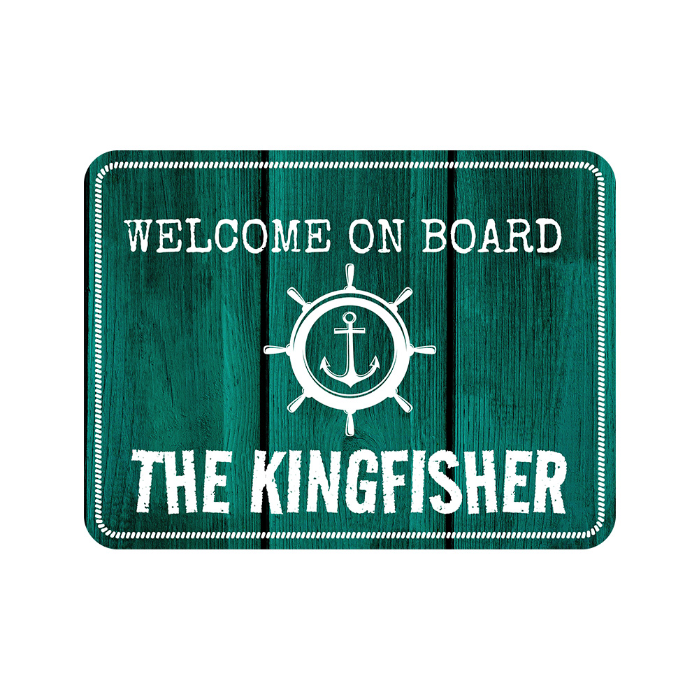 Classic Framed Plus Welcome On Board The Kingfisher Door or Wall Sign | Boats