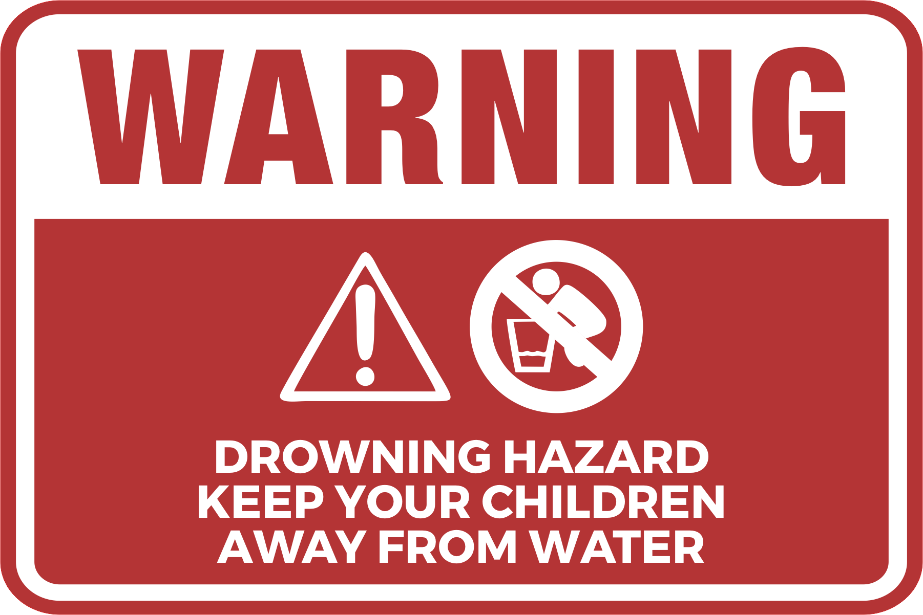 Classic Framed Plus Warning Drowning Hazard Keep Your Children Away From Water
