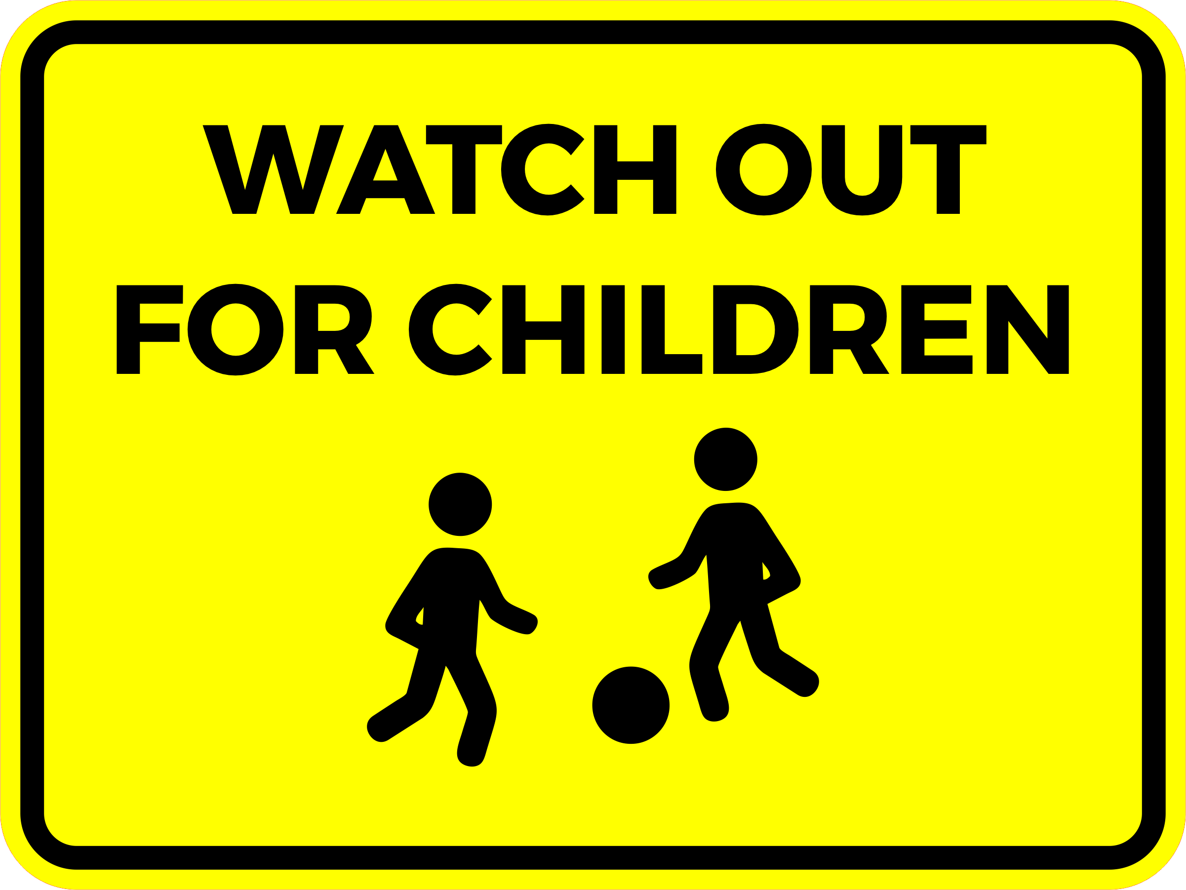 Classic Framed Plus Watch Out For Children Wall or Door Sign