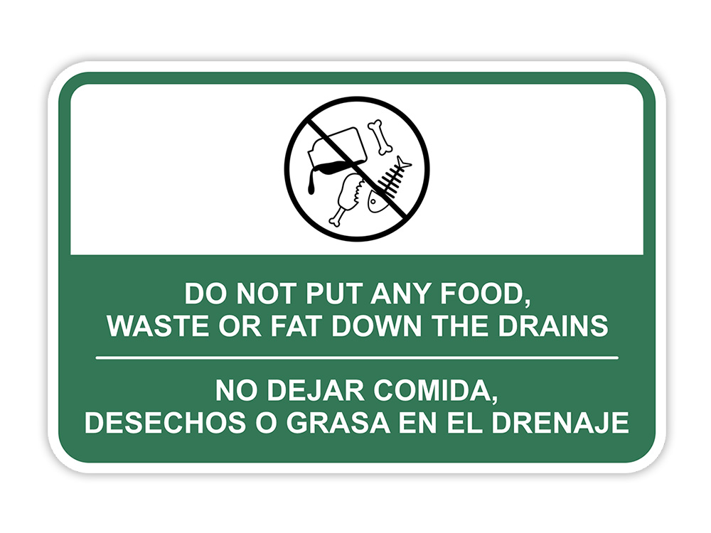 Classic Framed Plus Do Not Put Any Food, Waste or Fat Down The Drains Sign
