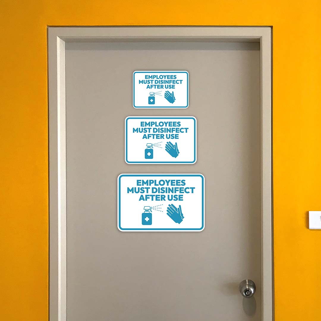 Letrero de puerta o pared clásico con marco Plus que los empleados deben desinfectar después de su uso - Imagen 14 de 36