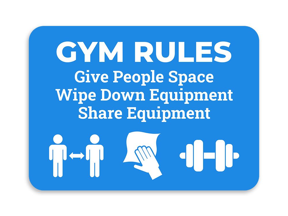 Classic Framed Plus Gym Rules: Give People Space Wipe Down Equipment Wall Sign