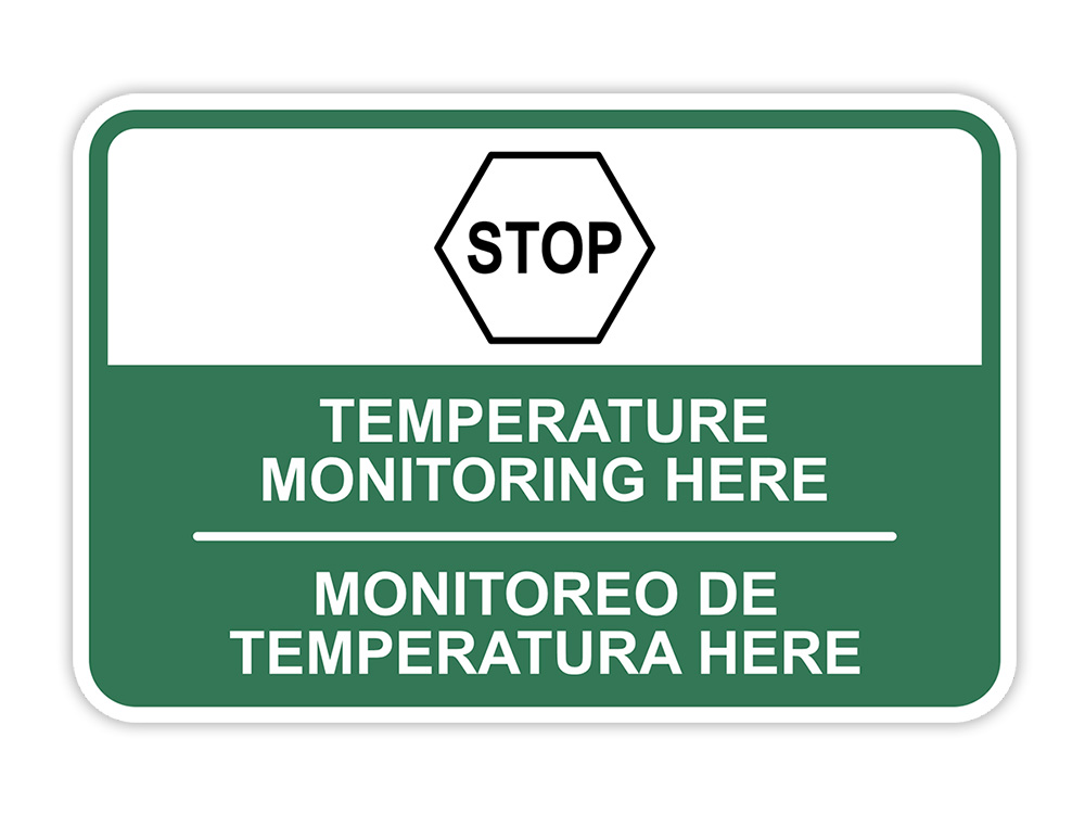 Classic Framed Plus Stop! Temperature Monitoring Here Wall or Door Sign
