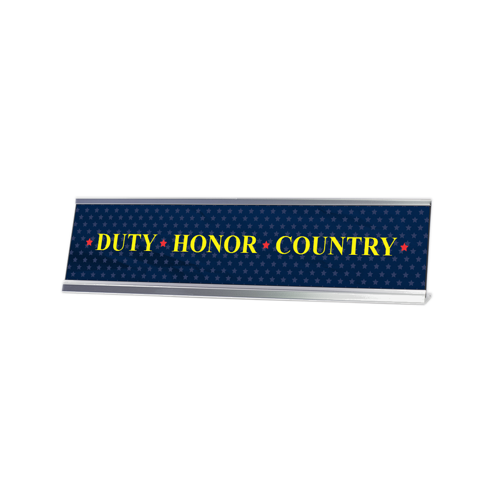 Duty Honor Country 2 x 10&Prime; Desk Sign | Patriotic Office Decor