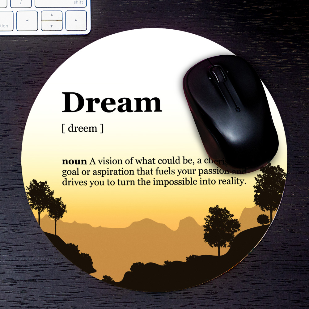 Definitions Designs Inspirational Mouse Pad Circle Yellow Background (8 x 8")