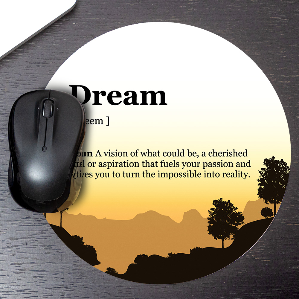 Definitions Designs Inspirational Mouse Pad Circle Yellow Background (8 x 8")