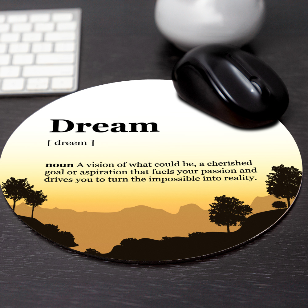 Definitions Designs Inspirational Mouse Pad Circle Yellow Background (8 x 8")