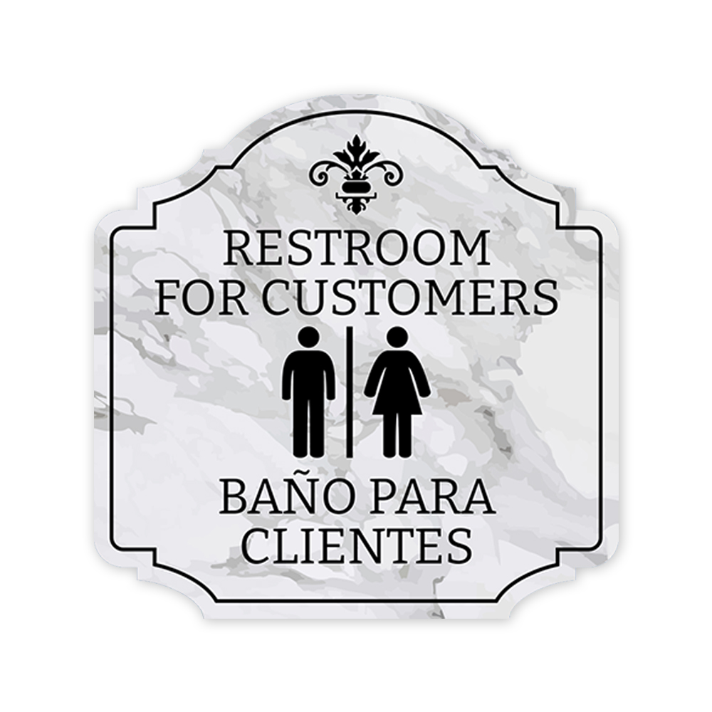 Heritage Plus Restroom For Customers Wall or Door Sign | Bilingual Signage