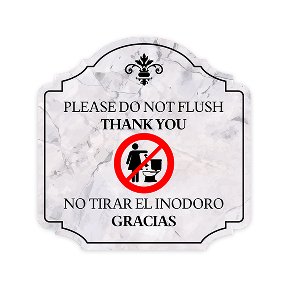 Heritage Plus Please Do Not Flush Thank You Wall or Door Sign | Bilingual Sign