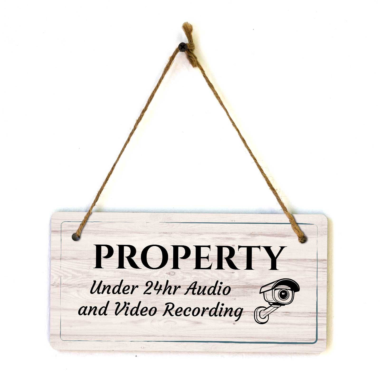 Security & Surveillance | Rustic Light Wood 5 x 10″ Hanging Signs