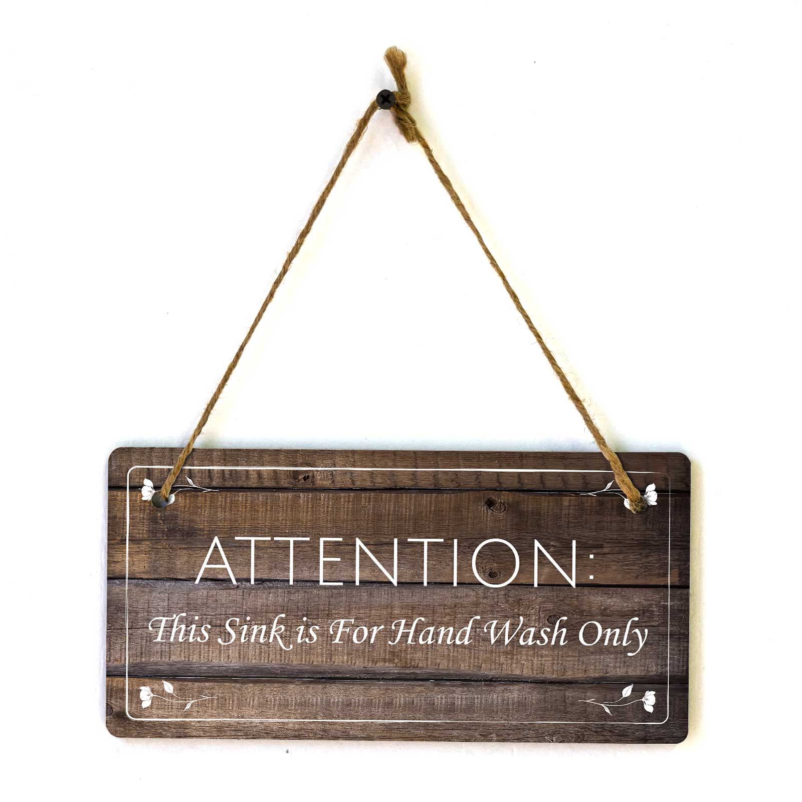 Restroom & Hygiene 5×10 Hanging Wall or Door Signs (Dark Wood)
