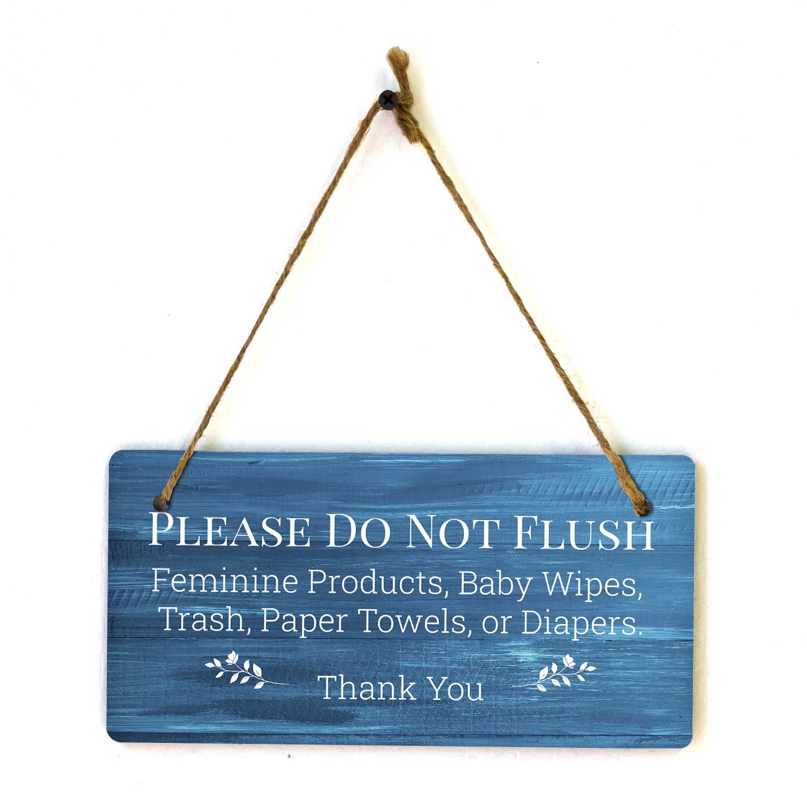 Restroom & Hygiene 5×10 Hanging Wall or Door Signs (Blue Wood)