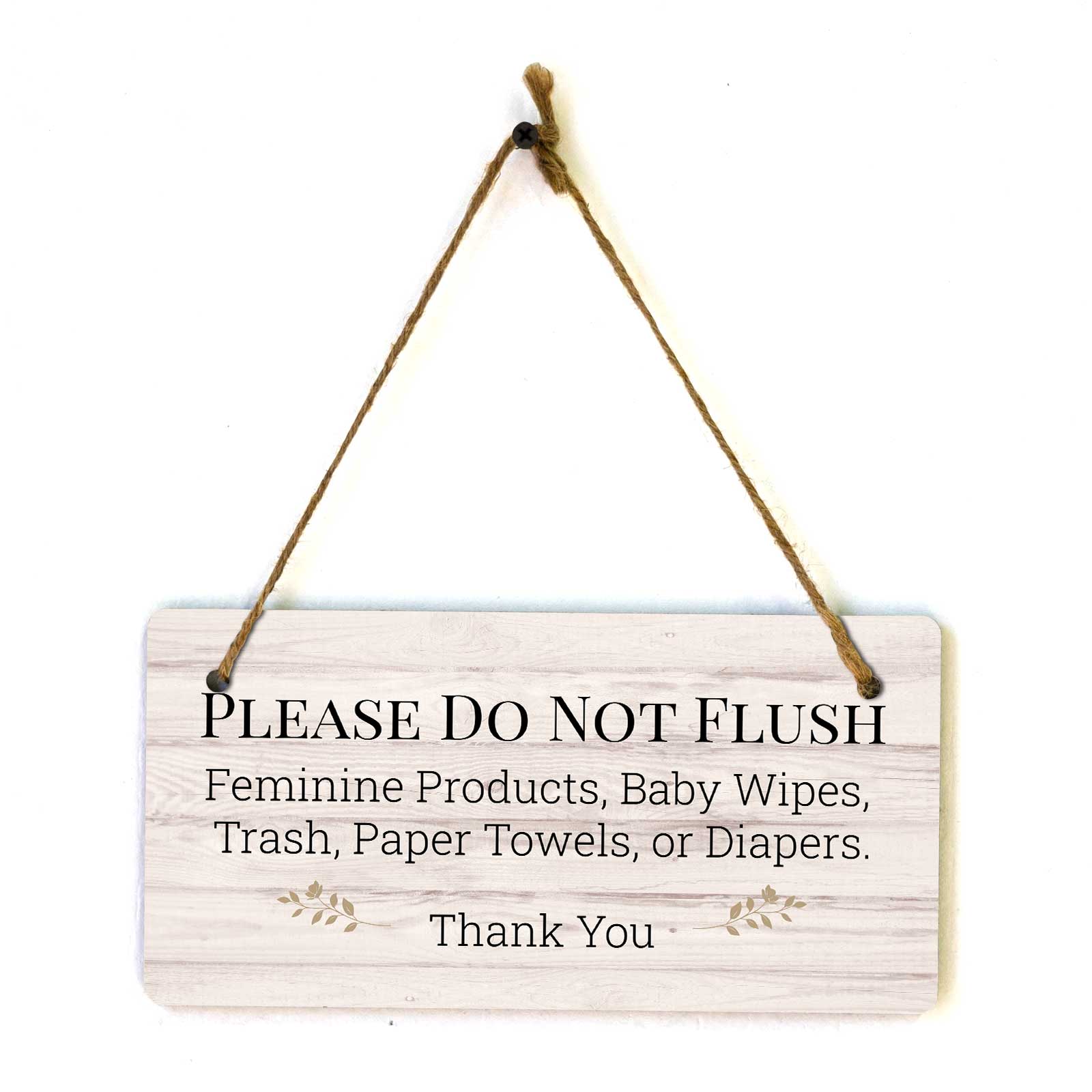 Restroom & Hygiene 5×10 Hanging Wall or Door Signs (Light Wood)