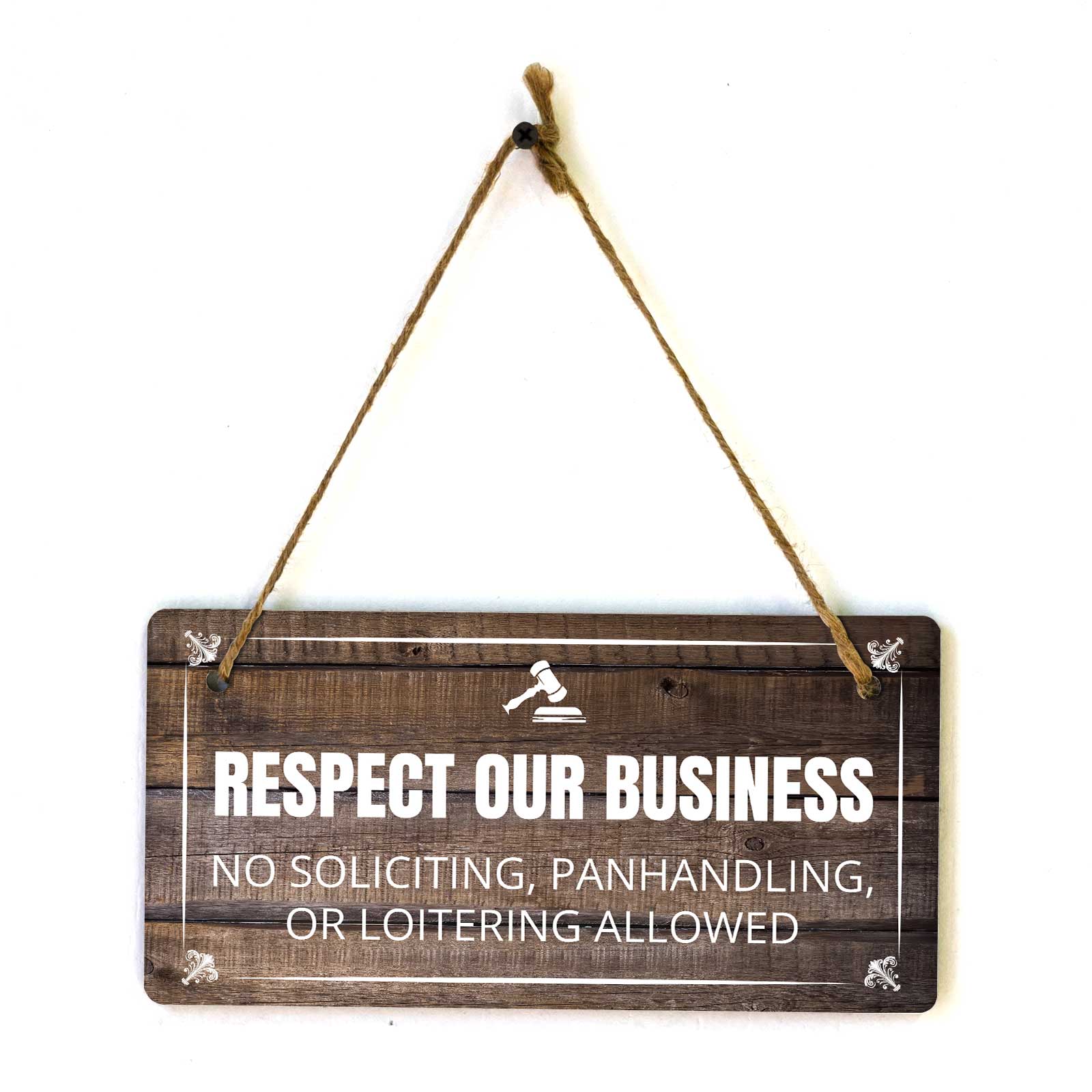 Sales & Solicitation | Rustic Dark Wood 5 x 10″ Hanging Signs