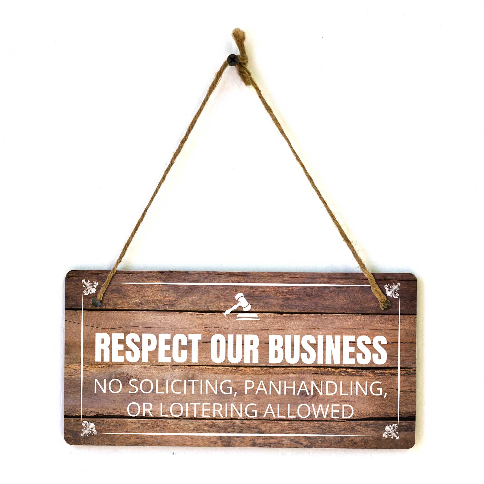 Sales & Solicitation | Rustic Oak Wood 5 x 10″ Hanging Signs