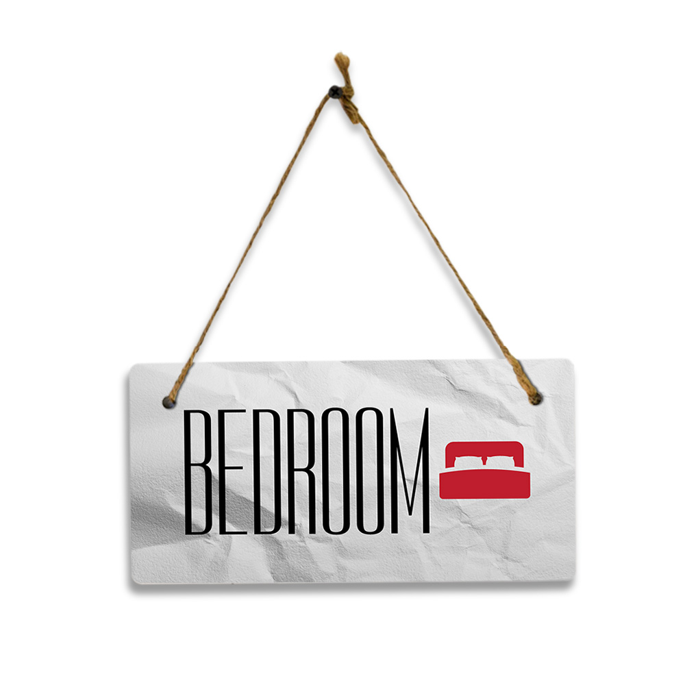 Bedroom 5×10 Hanging Plus Wall or Door Sign | Rustic Twine