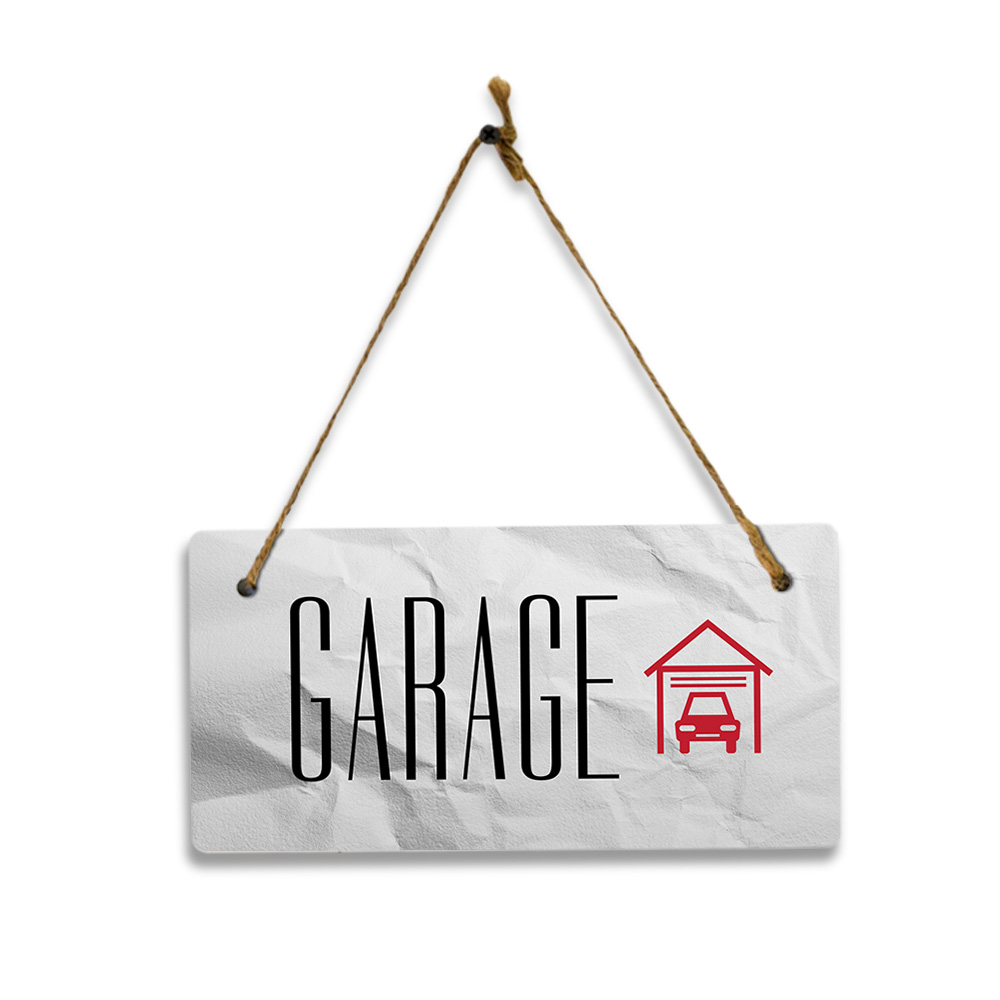 Garage 5×10 Hanging Plus Wall or Door Sign | Rustic Twine