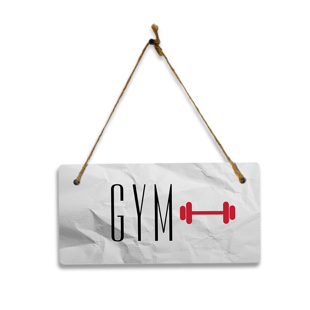 Gym 5×10 Hanging Plus Wall or Door Sign | Rustic Twine