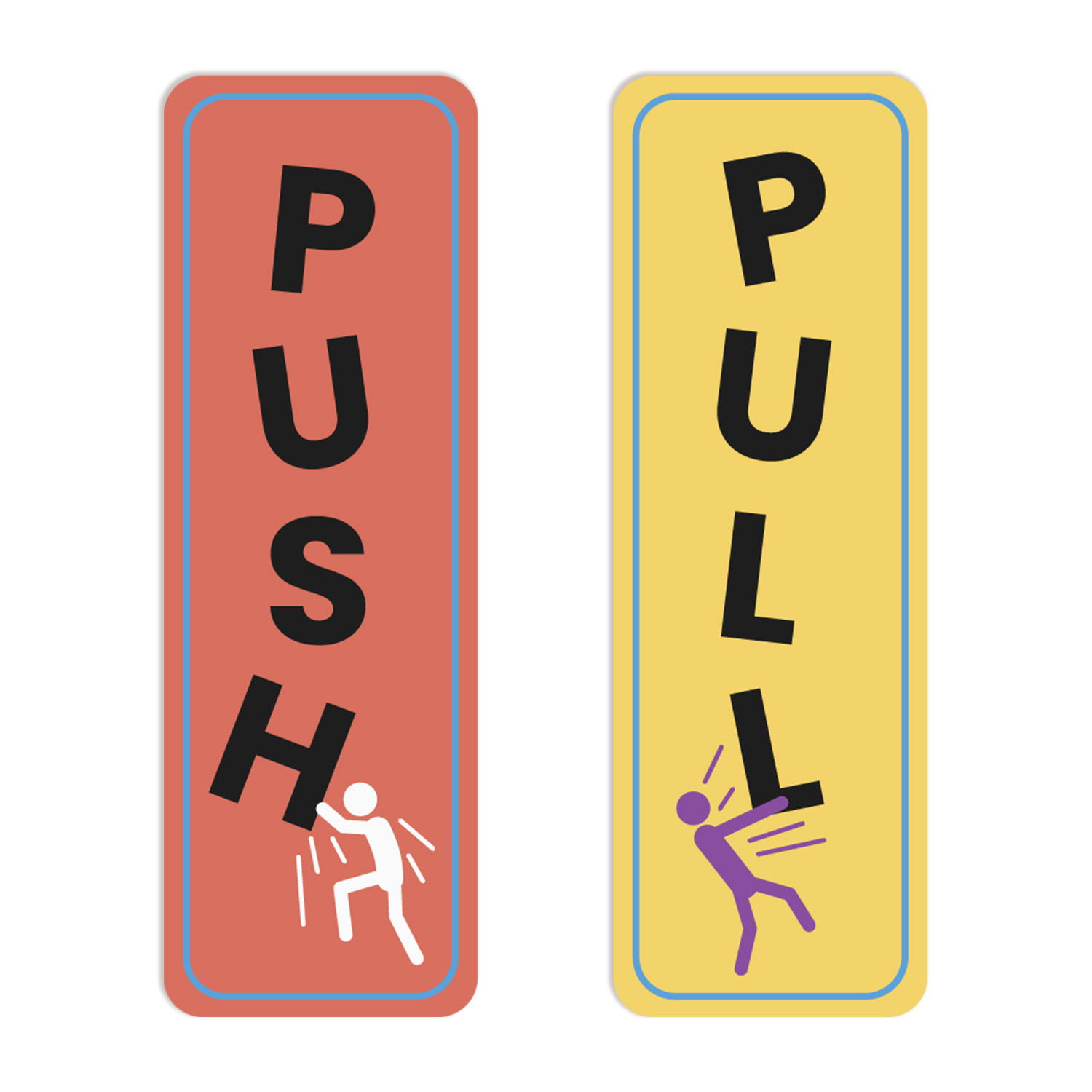 Signs ByLITA Vertical Push and Pull Door Signs (Funny Stick Figure)