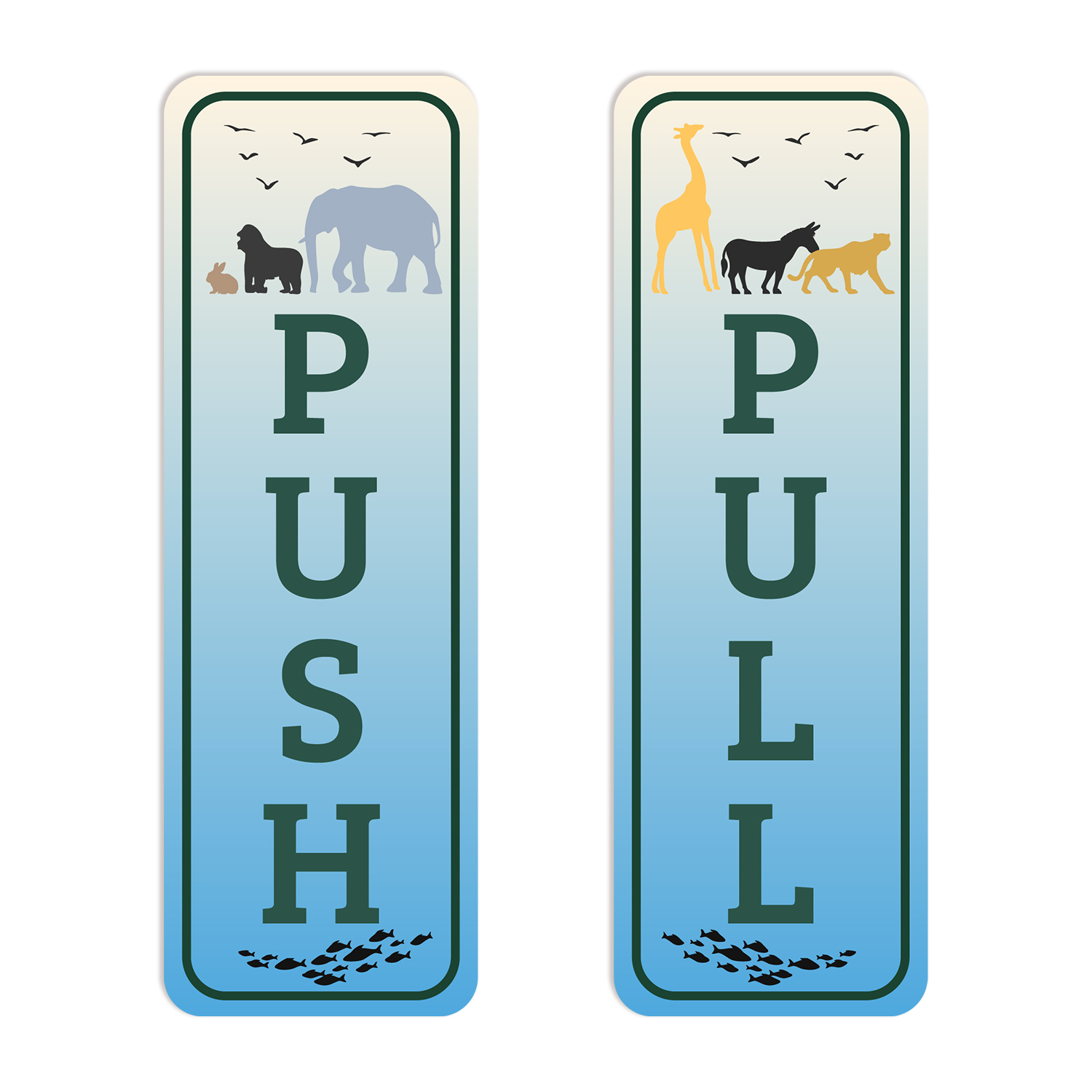 Signs ByLITA Vertical Push and Pull Door Signs (Cute Jungle and Safari)