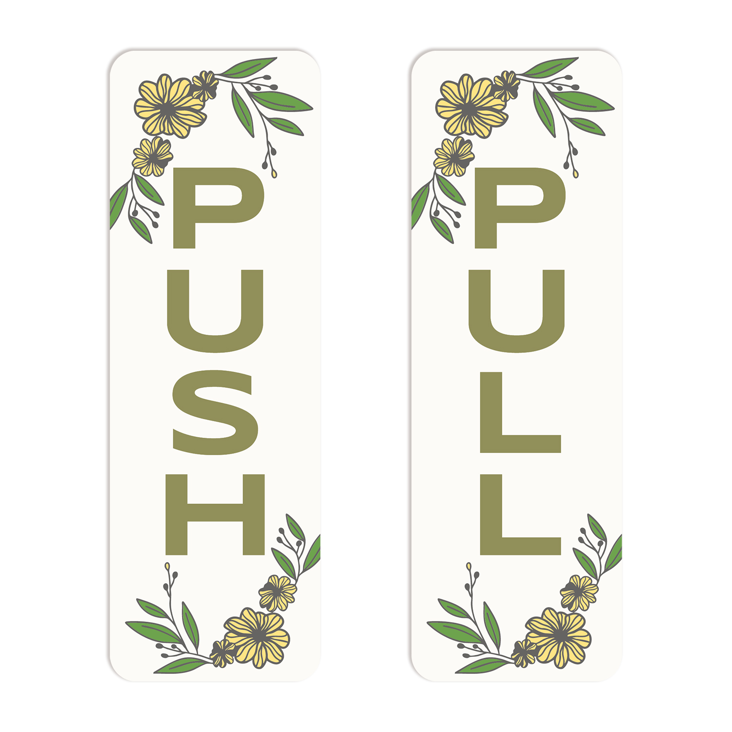 Signs ByLITA Vertical Push and Pull Door Signs (Natural Foliage Floral)