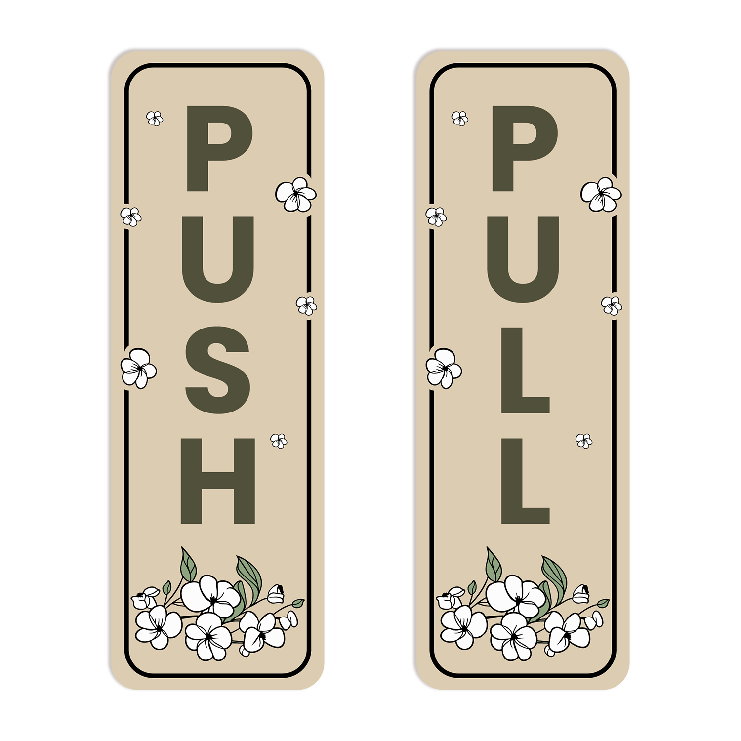 Signs ByLITA Vertical Push and Pull Door Signs (White Daisy Floral Design)