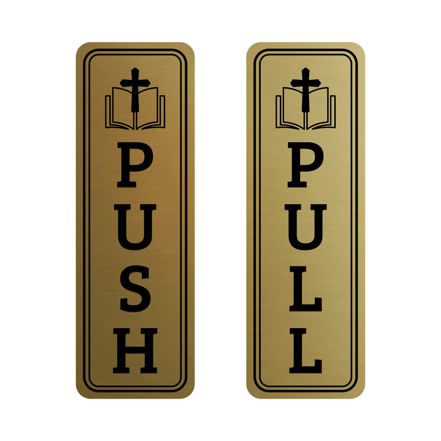 Signs ByLITA Vertical Push and Pull Door Signs (Bible and Cross) Door Sign