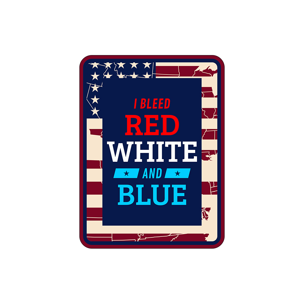 Portrait Round Plus I Bleed Red White and Blue Wall or Door Sign