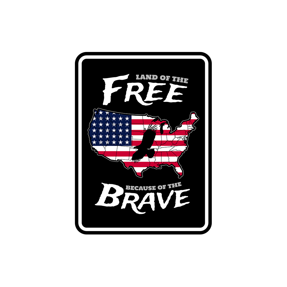 Portrait Round Plus Land of The Free Because of the Brave Wall or Door Sign