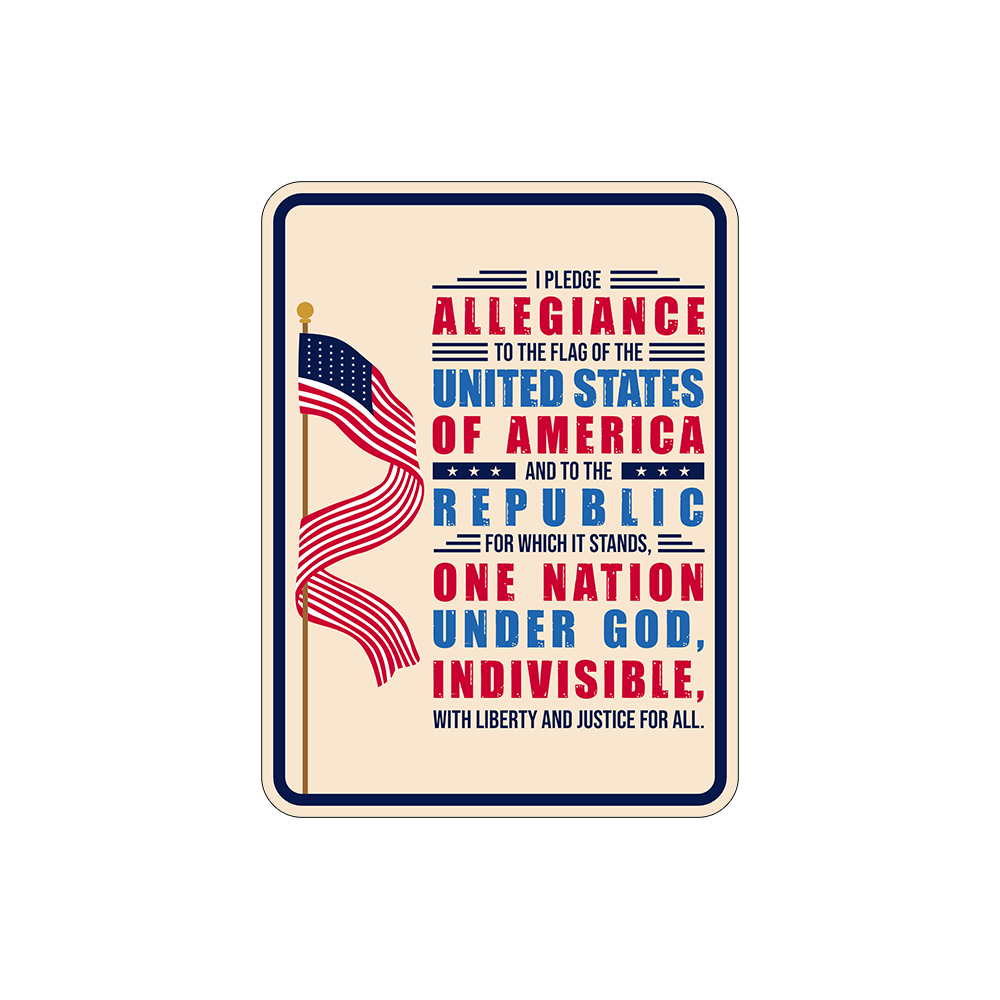 Portrait Round Plus I pledge allegiance to the Flag of the United States Sign