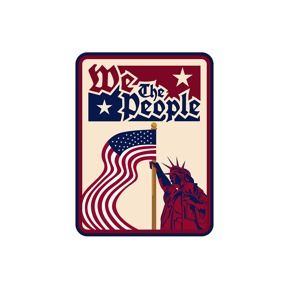 Portrait Round Plus We The People Wall or Door Sign | American Pride Decoration