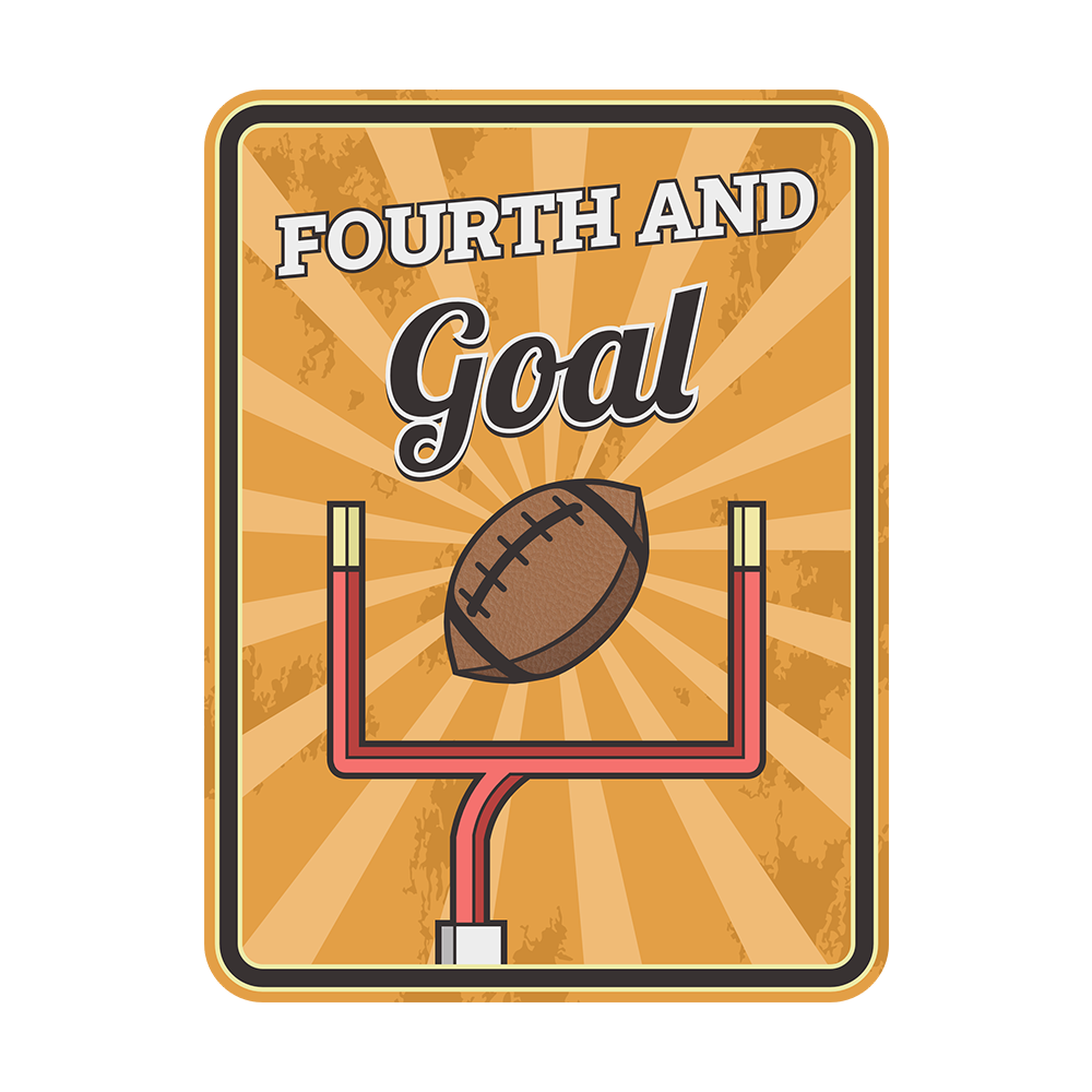 Portrait Round Plus Fourth and Goal Wall or Door Sign