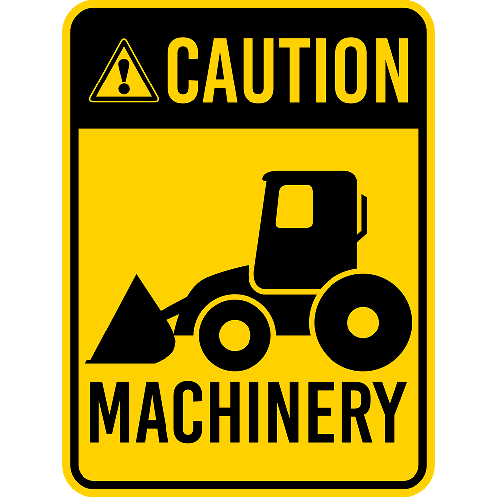 Portrait Round Plus Caution Machinery Wall or Door Sign | Farm/Barn