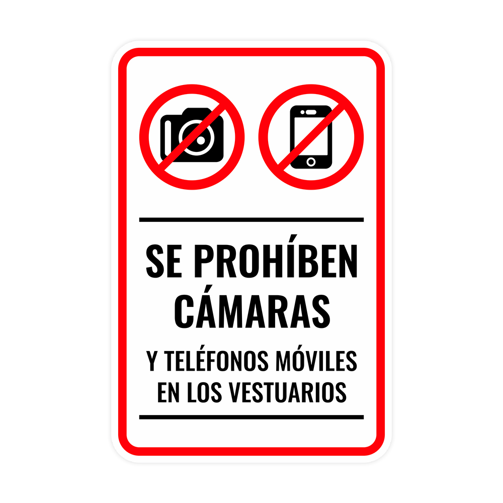 Portrait Round Plus Se Prohíben Cámaras y Teléfonos Móviles en los Vestuarios
