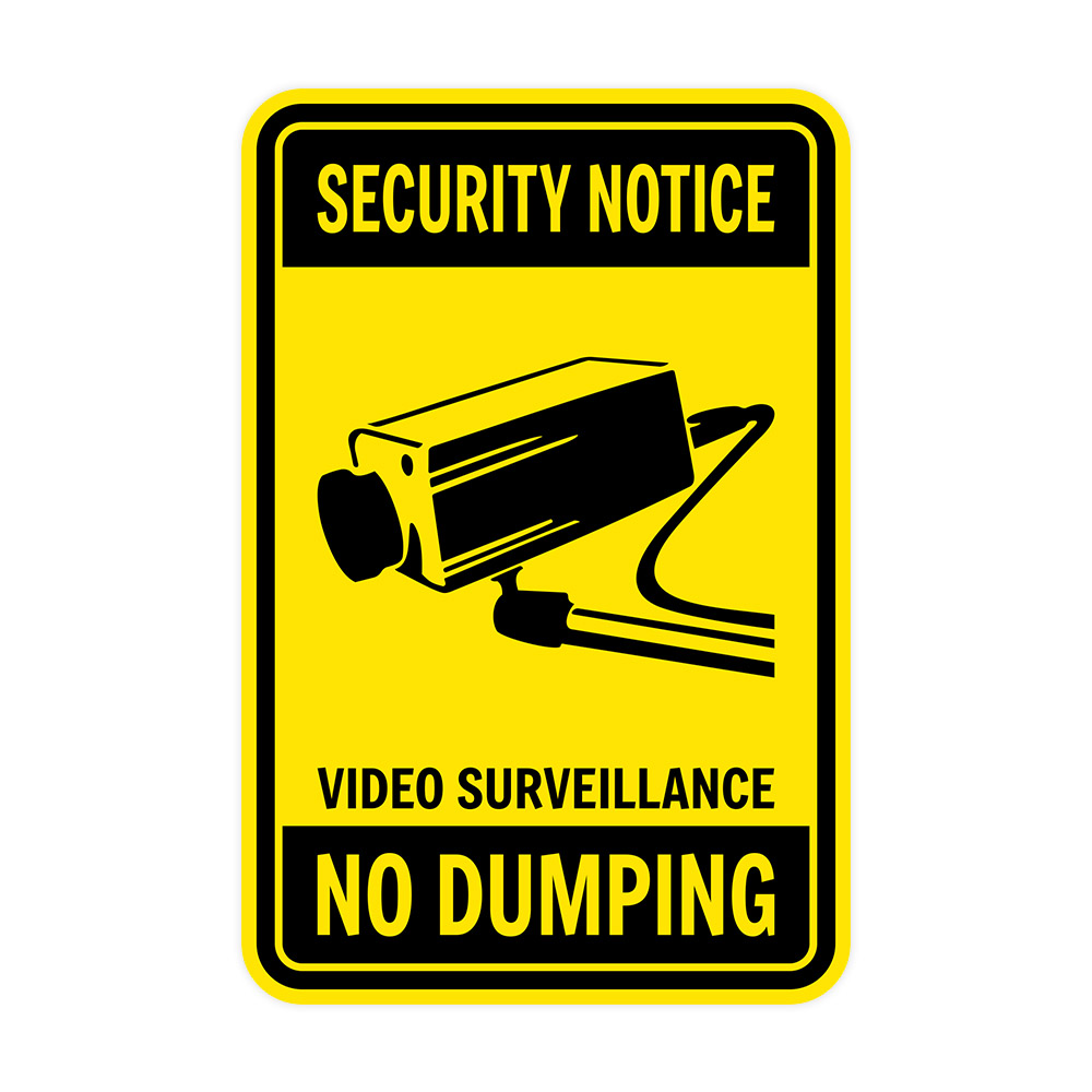 Portrait Round Plus Security Notice Video Surveillance No Dumping Sign