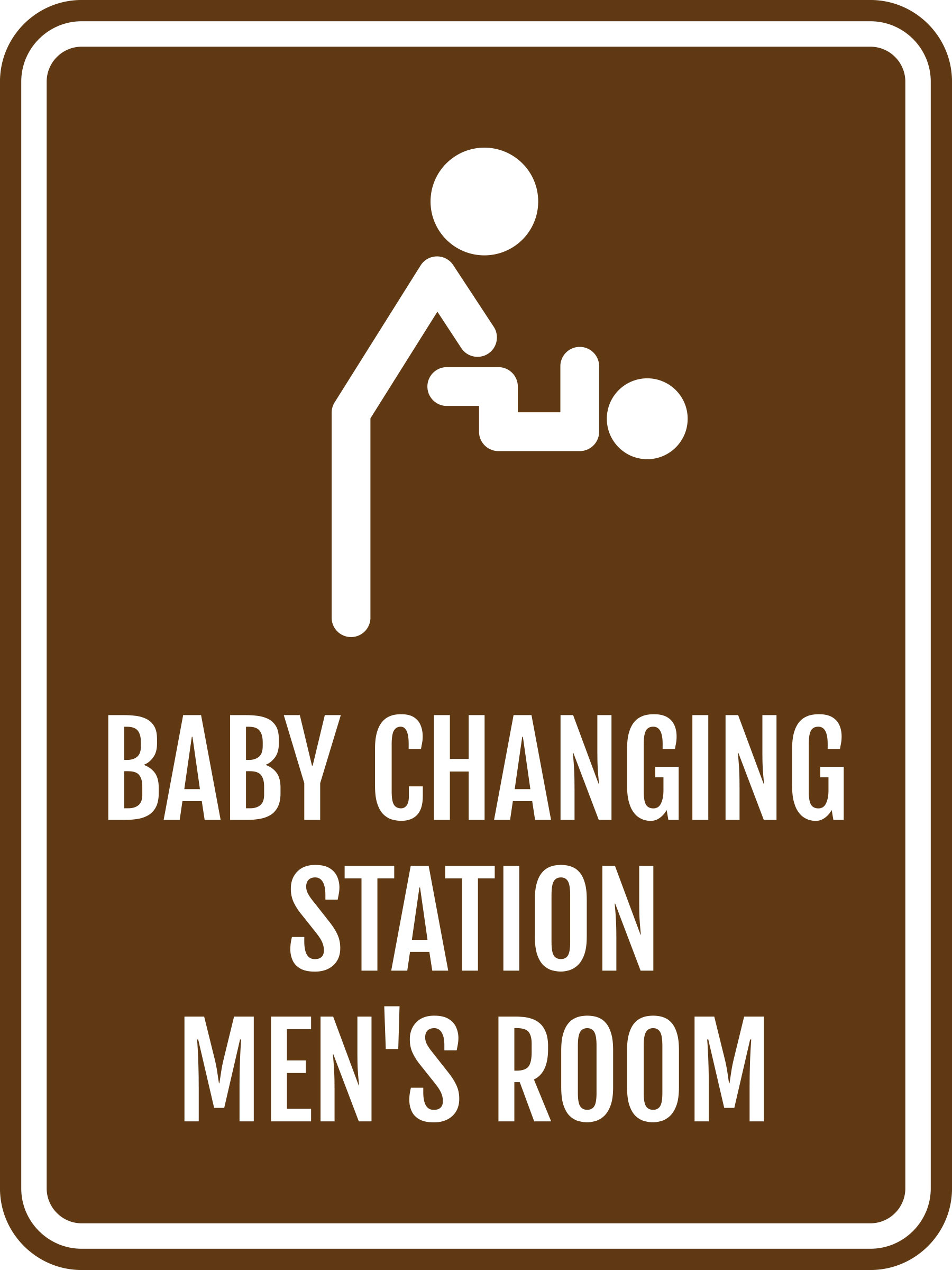 Portrait Round Plus Baby Changing Station Men’s Room Wall or Door Sign