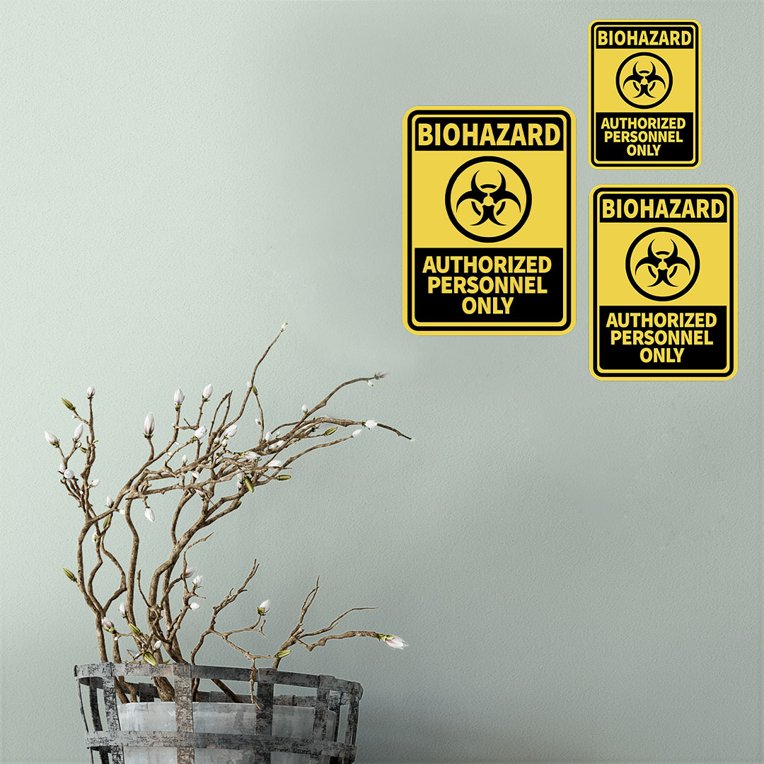 Portrait Round Plus Biohazard Authorized Personnel Only Wall or Door Sign