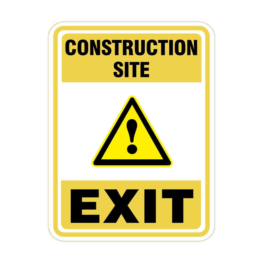 Portrait Round Plus Construction Site Exit Wall or Door Sign