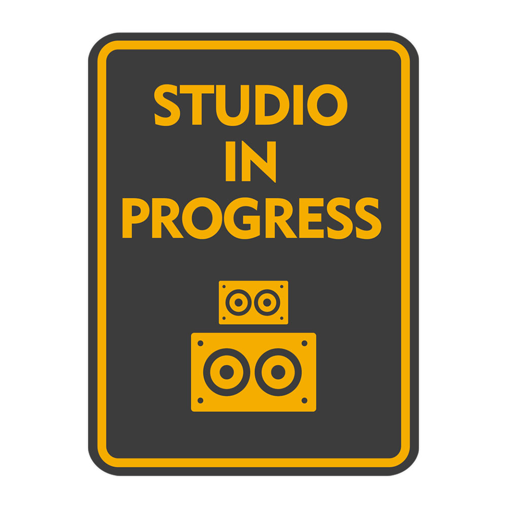 Portrait Round Plus Studio in Progress Wall or Door Sign | Music Decor