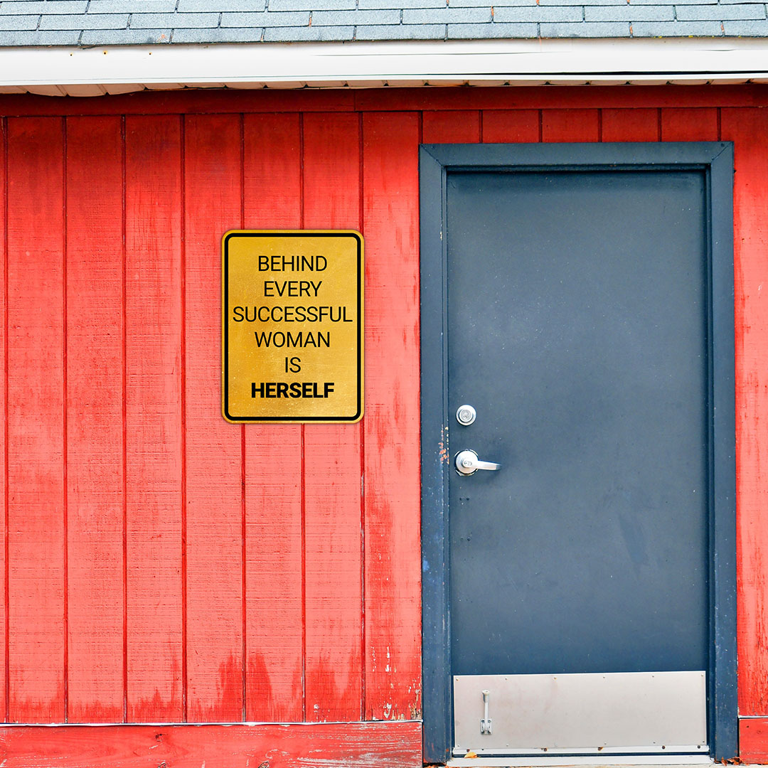 Portrait Round Plus Behind Every Successful Woman Is Herself Wall or Door Sign