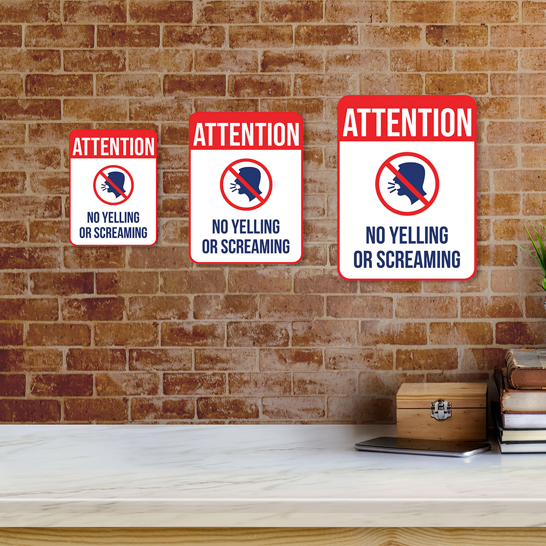 Portrait Round Plus Attention No Yelling Or Screaming Sign |Gym & Pool Signage - Picture 13 of 36
