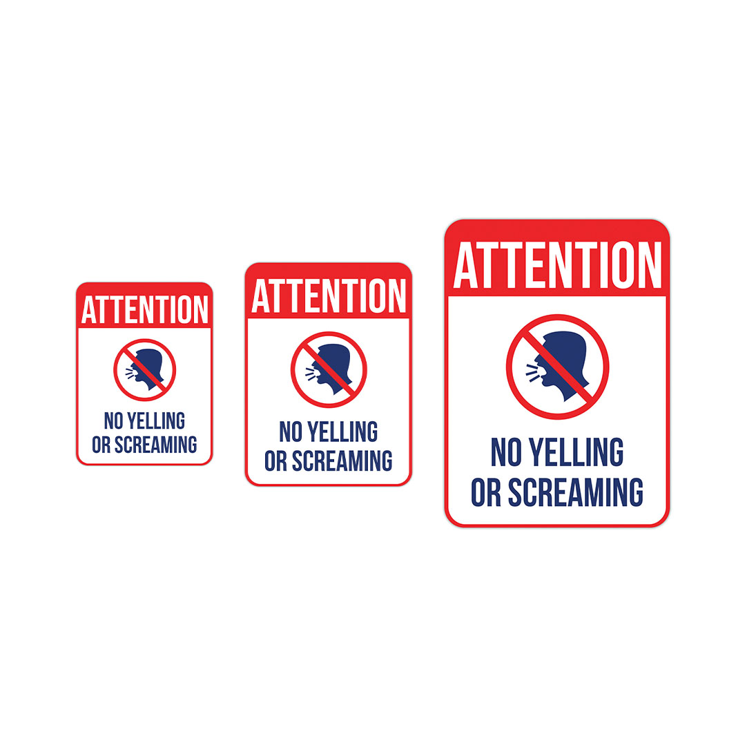 Portrait Round Plus Attention No Yelling Or Screaming Sign |Gym & Pool Signage - Picture 28 of 36