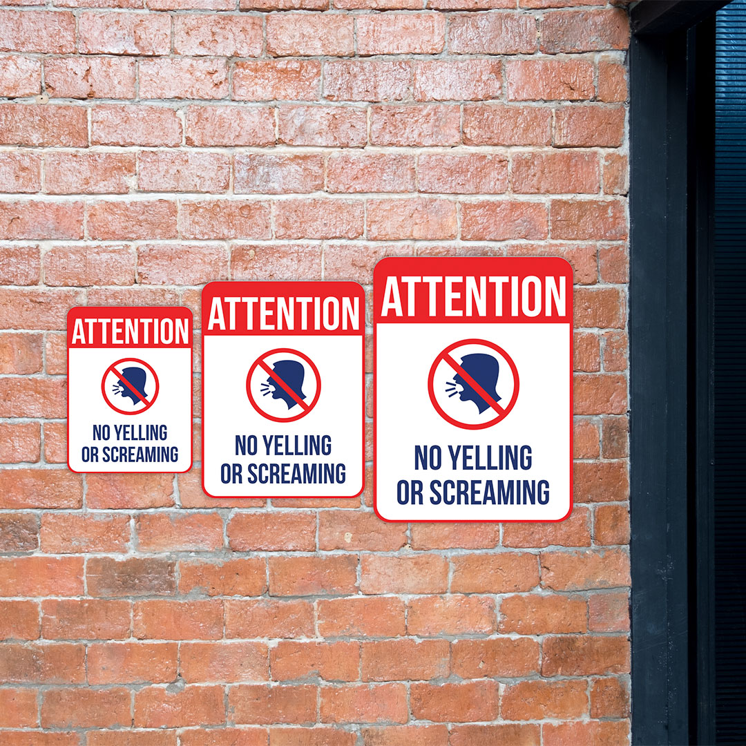 Portrait Round Plus Attention No Yelling Or Screaming Sign |Gym & Pool Signage - Picture 3 of 36