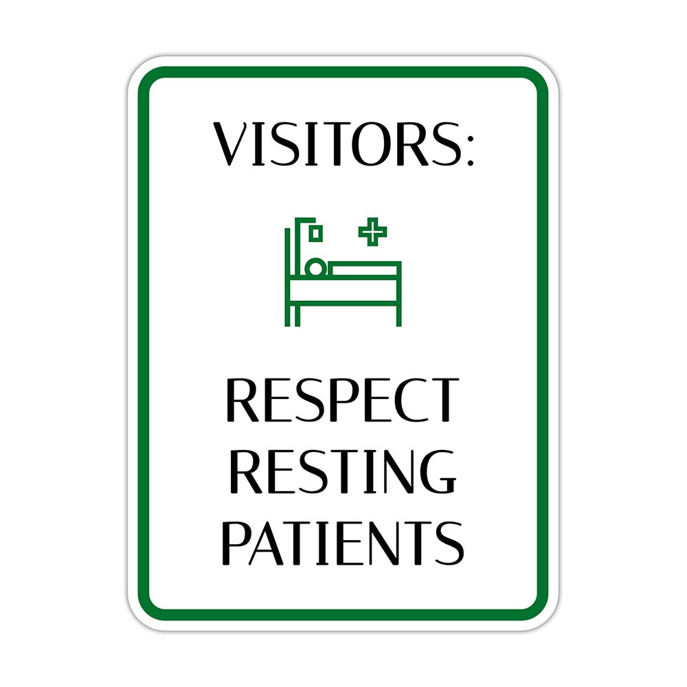 Portrait Round Plus Visitors: Respect Resting Patients Wall or Door Sign