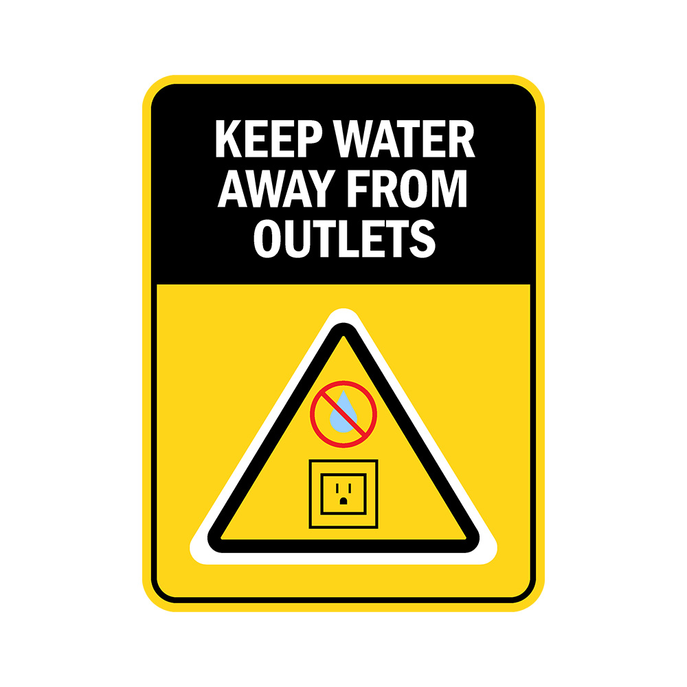 Portrait Round Plus Keep Water Away from Outlets Door or Wall Sign