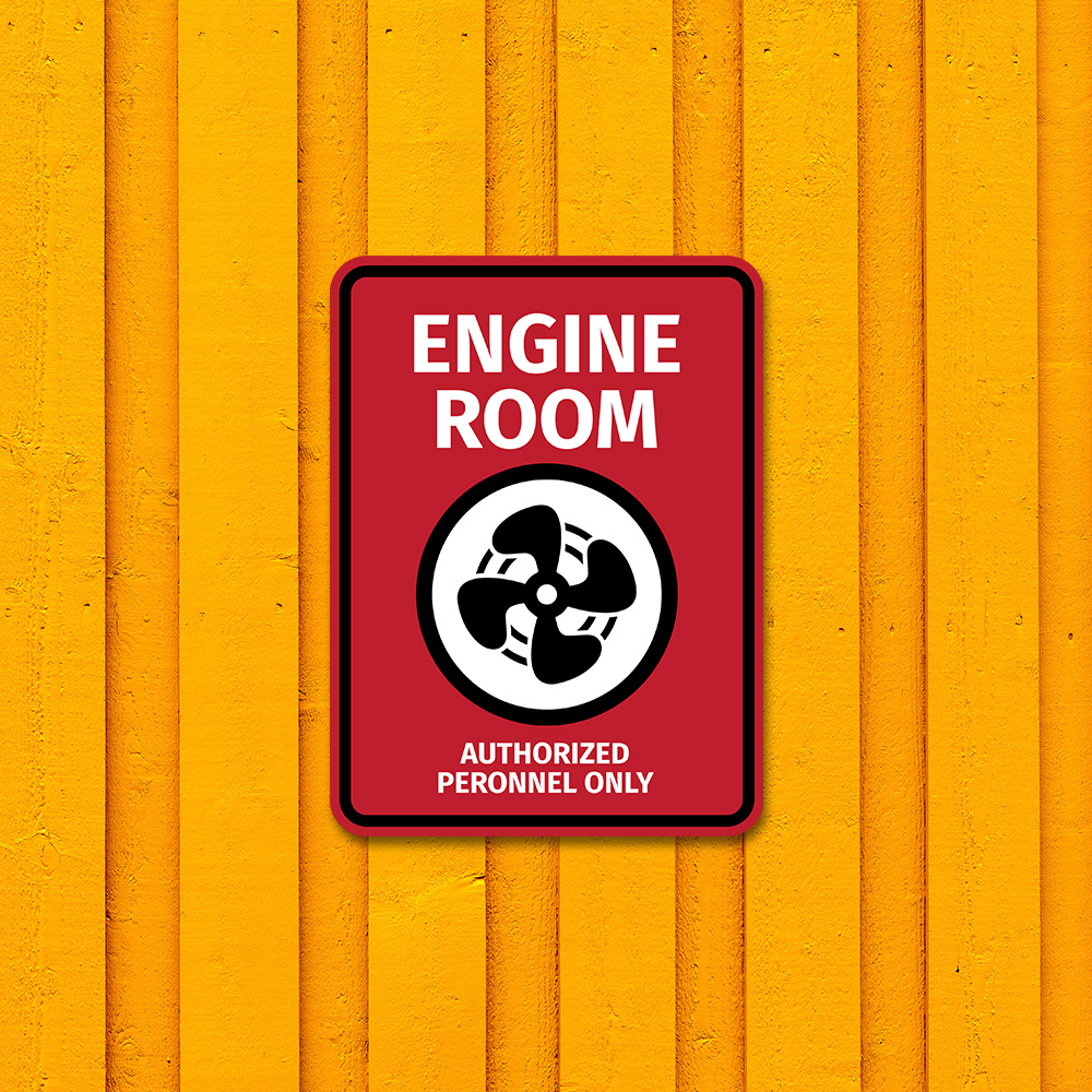 Portrait Round Plus Engine Room Authorized Personnel Only Door or Wall Sign - Picture 12 of 28