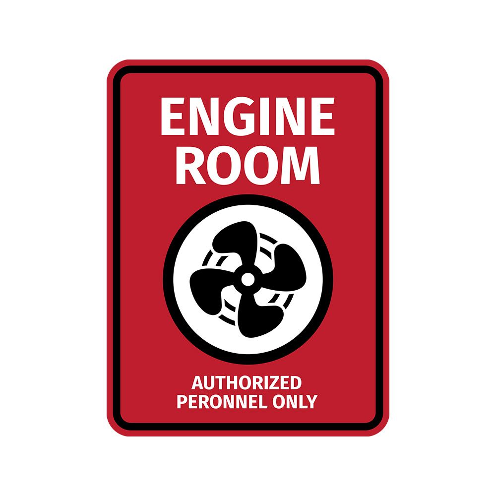Portrait Round Plus Engine Room Authorized Personnel Only Door or Wall Sign - Picture 22 of 28