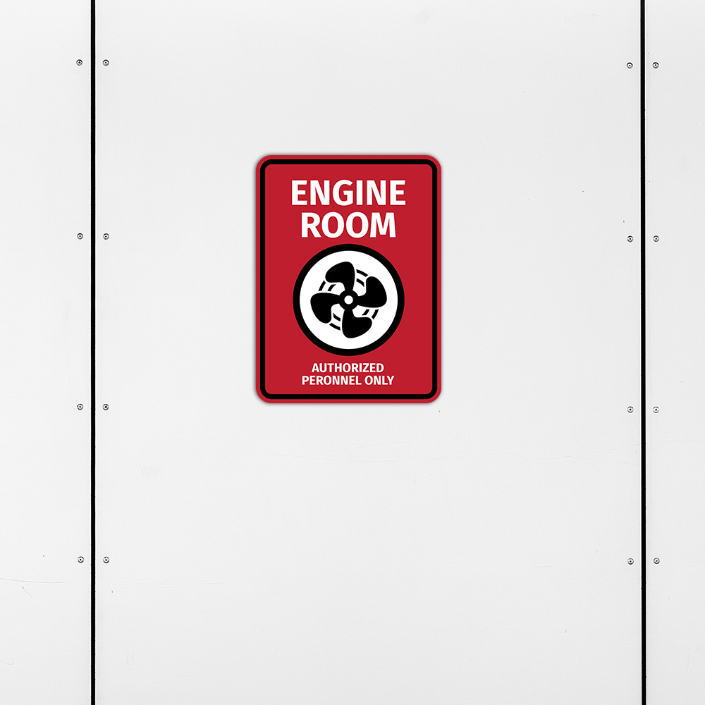 Portrait Round Plus Engine Room Authorized Personnel Only Door or Wall Sign - Picture 23 of 28