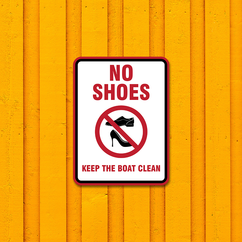 Portrait Round Plus No Shoes Keep the Boat Clean Wall or Door Sign - Picture 12 of 28